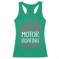 Funny Save Motor Boating Racerback Tank Top Beat Breast Cancer Pink Ribbon - Wonder Print Shop