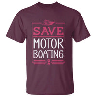 Funny Save Motor Boating T Shirt Beat Breast Cancer Pink Ribbon - Wonder Print Shop