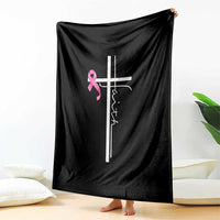 Christian Faith Breast Cancer Awareness Throw Blanket Pink Ribbon Christian Cross - Wonder Print Shop