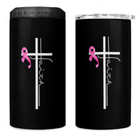 Christian Faith Breast Cancer Awareness 4 in 1 Can Cooler Tumbler Pink Ribbon Christian Cross - Wonder Print Shop