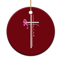 Christian Faith Breast Cancer Awareness Ceramic Ornament Pink Ribbon Christian Cross - Wonder Print Shop