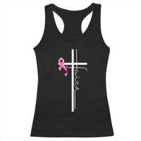 Christian Faith Breast Cancer Awareness Racerback Tank Top Pink Ribbon Christian Cross - Wonder Print Shop