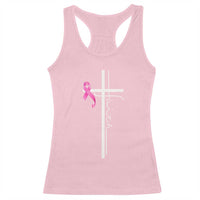 Christian Faith Breast Cancer Awareness Racerback Tank Top Pink Ribbon Christian Cross - Wonder Print Shop