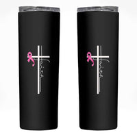 Christian Faith Breast Cancer Awareness Skinny Tumbler Pink Ribbon Christian Cross - Wonder Print Shop