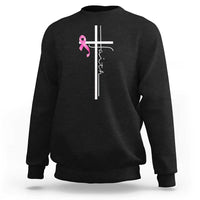 Christian Faith Breast Cancer Awareness Sweatshirt Pink Ribbon Christian Cross - Wonder Print Shop