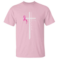 Christian Faith Breast Cancer Awareness T Shirt Pink Ribbon Christian Cross - Wonder Print Shop