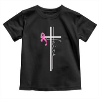 Christian Faith Breast Cancer Awareness Toddler T Shirt Pink Ribbon Christian Cross - Wonder Print Shop