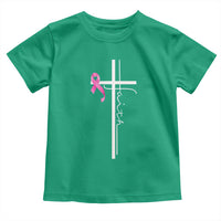 Christian Faith Breast Cancer Awareness Toddler T Shirt Pink Ribbon Christian Cross - Wonder Print Shop