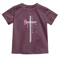 Christian Faith Breast Cancer Awareness Toddler T Shirt Pink Ribbon Christian Cross - Wonder Print Shop