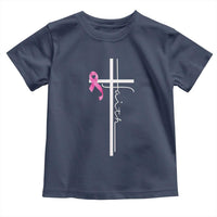 Christian Faith Breast Cancer Awareness Toddler T Shirt Pink Ribbon Christian Cross - Wonder Print Shop