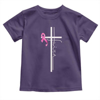 Christian Faith Breast Cancer Awareness Toddler T Shirt Pink Ribbon Christian Cross - Wonder Print Shop