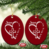 Jesus The Way The Truth The Life Ceramic Ornament Christian Cross With Heart - Wonder Print Shop