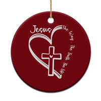 Jesus The Way The Truth The Life Ceramic Ornament Christian Cross With Heart - Wonder Print Shop