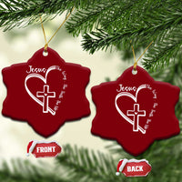 Jesus The Way The Truth The Life Ceramic Ornament Christian Cross With Heart - Wonder Print Shop