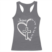 Jesus The Way The Truth The Life Racerback Tank Top Christian Cross With Heart - Wonder Print Shop