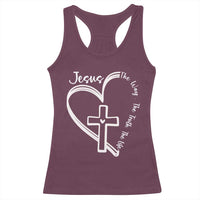 Jesus The Way The Truth The Life Racerback Tank Top Christian Cross With Heart - Wonder Print Shop