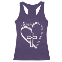 Jesus The Way The Truth The Life Racerback Tank Top Christian Cross With Heart - Wonder Print Shop