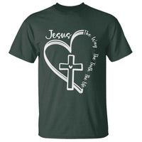 Jesus The Way The Truth The Life T Shirt Christian Cross With Heart - Wonder Print Shop