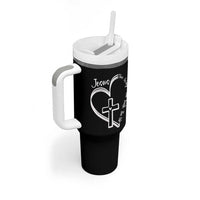 Jesus The Way The Truth The Life Tumbler With Handle Christian Cross With Heart - Wonder Print Shop