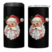 Vintage Retro Patchwork Santa Xmas 4 in 1 Can Cooler Tumbler Merry Christmas Holiday - Wonder Print Shop