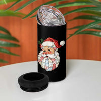 Vintage Retro Patchwork Santa Xmas 4 in 1 Can Cooler Tumbler Merry Christmas Holiday - Wonder Print Shop