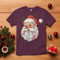 Vintage Retro Patchwork Santa Xmas T Shirt Merry Christmas Holiday - Wonder Print Shop