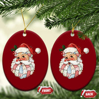 Vintage Retro Patchwork Santa Xmas Ceramic Ornament Merry Xmas Holiday - Wonder Print Shop