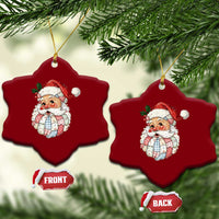 Vintage Retro Patchwork Santa Xmas Ceramic Ornament Merry Xmas Holiday - Wonder Print Shop