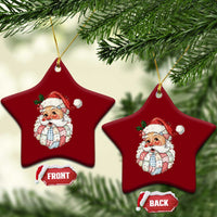 Vintage Retro Patchwork Santa Xmas Ceramic Ornament Merry Xmas Holiday - Wonder Print Shop