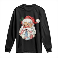 Vintage Retro Patchwork Santa Xmas Long Sleeve Shirt Merry Christmas Holiday - Wonder Print Shop