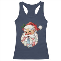 Vintage Retro Patchwork Santa Xmas Racerback Tank Top Merry Christmas Holiday - Wonder Print Shop