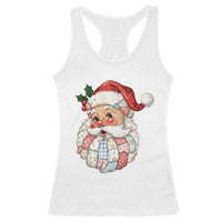 Vintage Retro Patchwork Santa Xmas Racerback Tank Top Merry Christmas Holiday - Wonder Print Shop