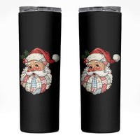 Vintage Retro Patchwork Santa Xmas Skinny Tumbler Merry Christmas Holiday - Wonder Print Shop