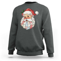 Vintage Retro Patchwork Santa Xmas Sweatshirt Merry Christmas Holiday - Wonder Print Shop