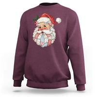Vintage Retro Patchwork Santa Xmas Sweatshirt Merry Christmas Holiday - Wonder Print Shop