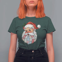 Vintage Retro Patchwork Santa Xmas T Shirt For Women Merry Christmas Holiday - Wonder Print Shop
