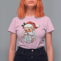 Vintage Retro Patchwork Santa Xmas T Shirt For Women Merry Christmas Holiday - Wonder Print Shop