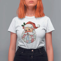 Vintage Retro Patchwork Santa Xmas T Shirt For Women Merry Christmas Holiday - Wonder Print Shop