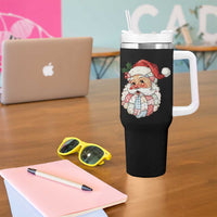 Vintage Retro Patchwork Santa Xmas Tumbler With Handle Merry Christmas Holiday - Wonder Print Shop