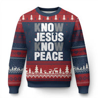Christian Know Jesus Know Peace Ugly Christmas Sweater Religion God Church Bible - Wonder Print Shop