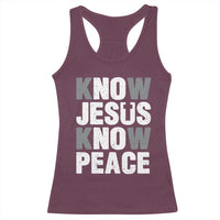 Christian Know Jesus Know Peace Racerback Tank Top Religion God Church Bible - Wonder Print Shop