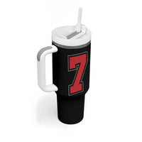 Number 7 Tumbler With Handle Fan Varsity Sports Team 67 Jersey Number - Wonder Print Shop