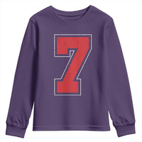 Number 7 Youth Sweatshirt Fan Varsity Sports Team 67 Jersey Number - Wonder Print Shop