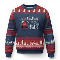 Funny Xmas Native American Ugly Christmas Sweater Xmas With My Tribes - Wonder Print Shop