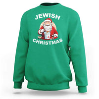 Funny Jewish Christmas Sweatshirt Santa Is Eating Chinese Food Hanukkah Hebrew - Wonder Print Shop