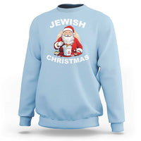Funny Jewish Christmas Sweatshirt Santa Is Eating Chinese Food Hanukkah Hebrew - Wonder Print Shop