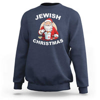 Funny Jewish Christmas Sweatshirt Santa Is Eating Chinese Food Hanukkah Hebrew - Wonder Print Shop