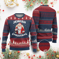Funny Jewish Xmas Ugly Christmas Sweater Santa Is Eating Chinese Food Hanukkah Hebrew - Wonder Print Shop