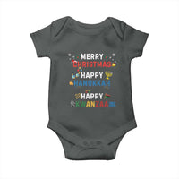 Funny Merry Christmas Happy Hanukkah Happy Kwanzaa Holiday Baby Onesie