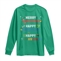 Funny Merry Christmas Happy Hanukkah Happy Kwanzaa Holiday Long Sleeve Shirt
